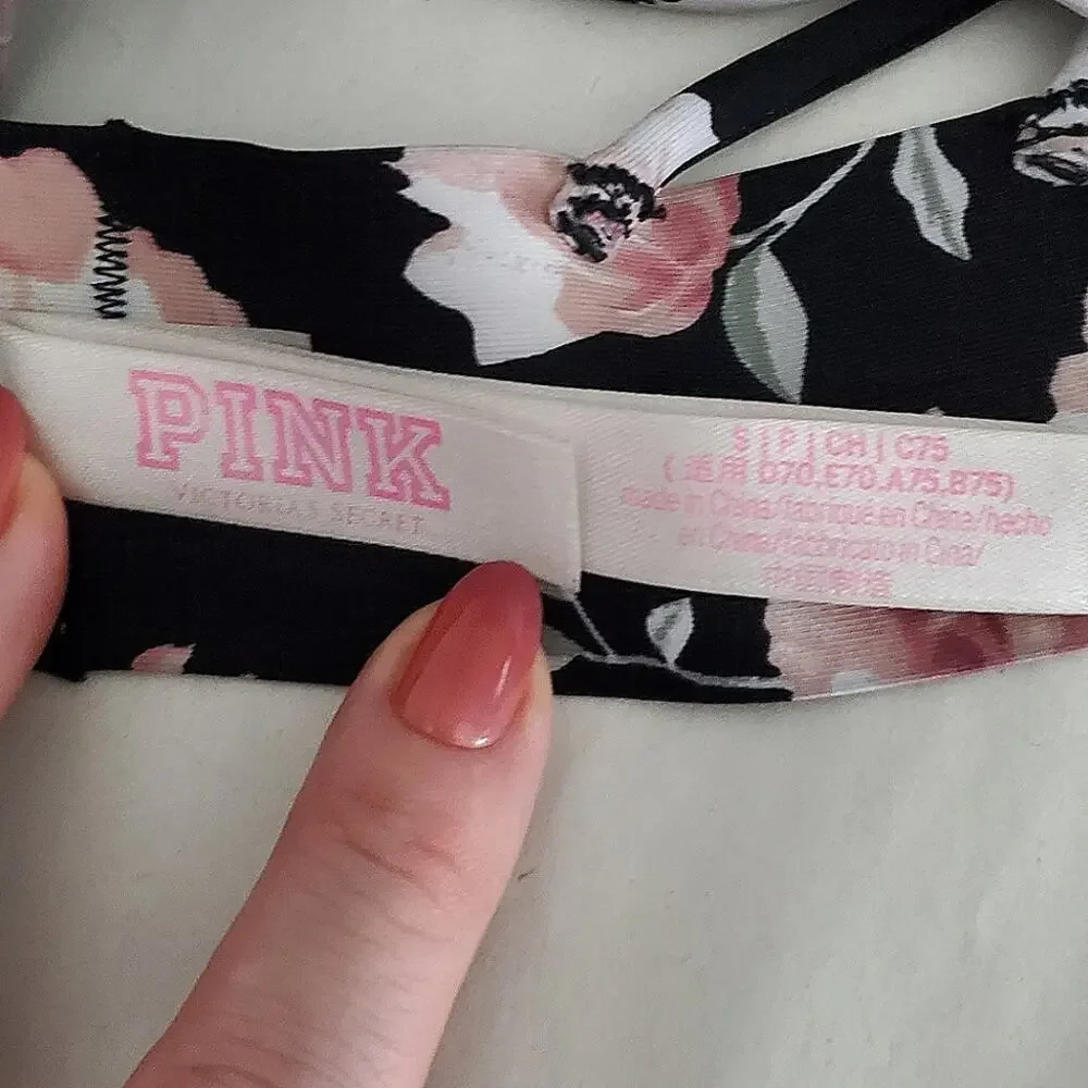PINK VS | Floral Strappy Back Deep V Bralette